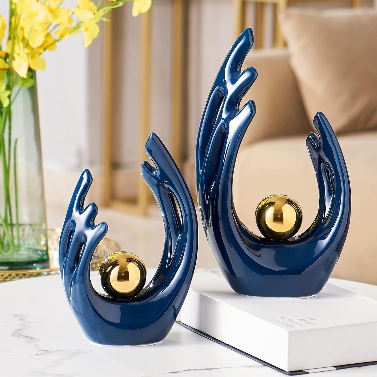 Modern Ceramic Statue Home Decorations for Living Room, Office Shelf Decor Accents, Dining Room Table Centerpiece, Gifts for Birthday Wedding Christmas