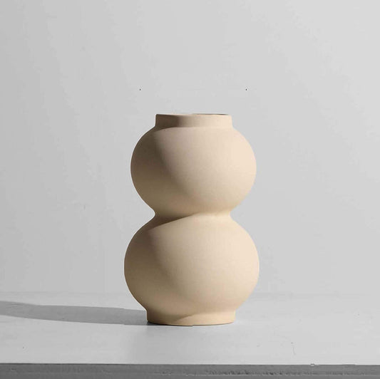 Contemporary Ceramic Vase-Modern Minimalistic Style-Decorative Vase for Home Decor (Stacked Sand)